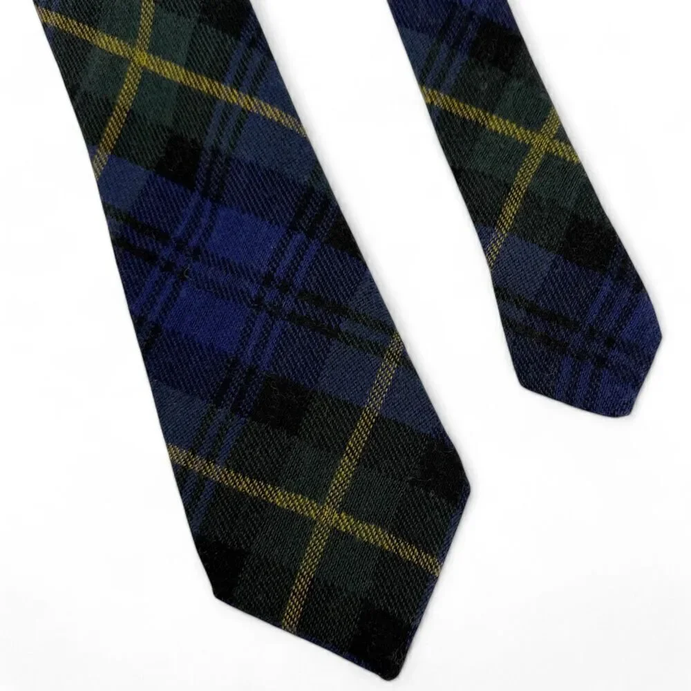 NWT Charles Tyrwhitt Tartan Wool Silk Luxury Handmade Necktie Italy Navy/Green